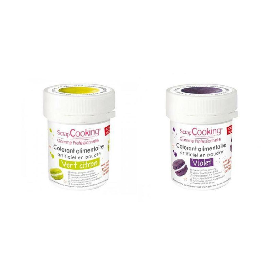 Scrapcooking - 2 colorants alimentaires en poudre - violet-vert citron - Kits créatifs