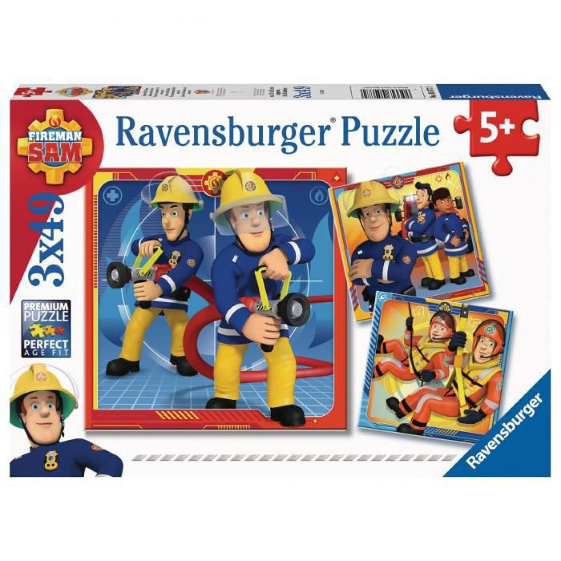 Icaverne - PUZZLE - Puzzles 3x49 pieces Notre héros Sam le pompier - Animaux