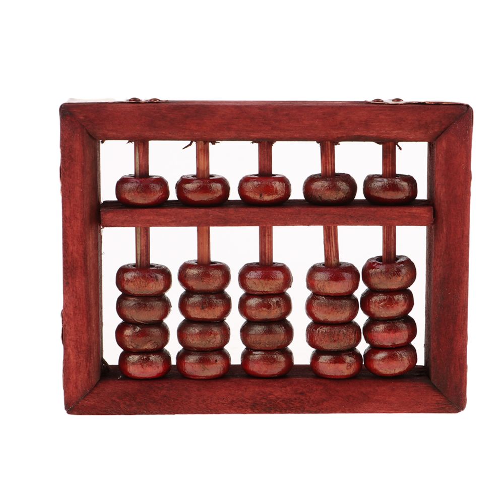 marque generique - Mini Calculateur Abacus Chinois Vintage En Bois Arithmétique à 5 Chiffres Rouge - Jeux éducatifs