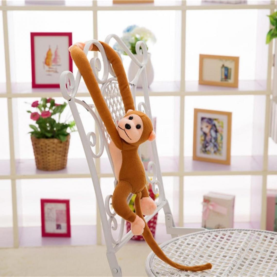 Universal - Peluche douce mignonne à bras long et queue de singe - bébé dort apaisant et décoratif (café 60cm) - Animaux