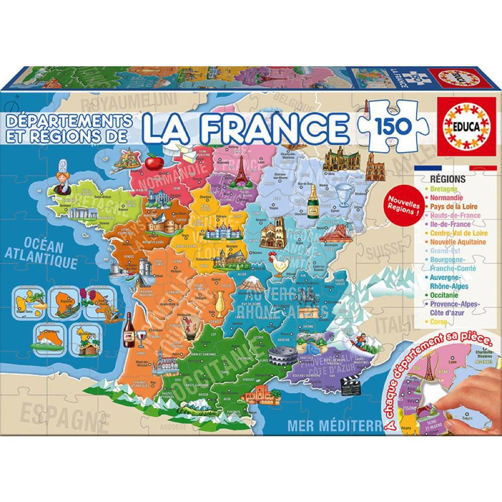 Educa - EDUCA Puzzle 150 Pieces - Departements et Regions de France - Animaux