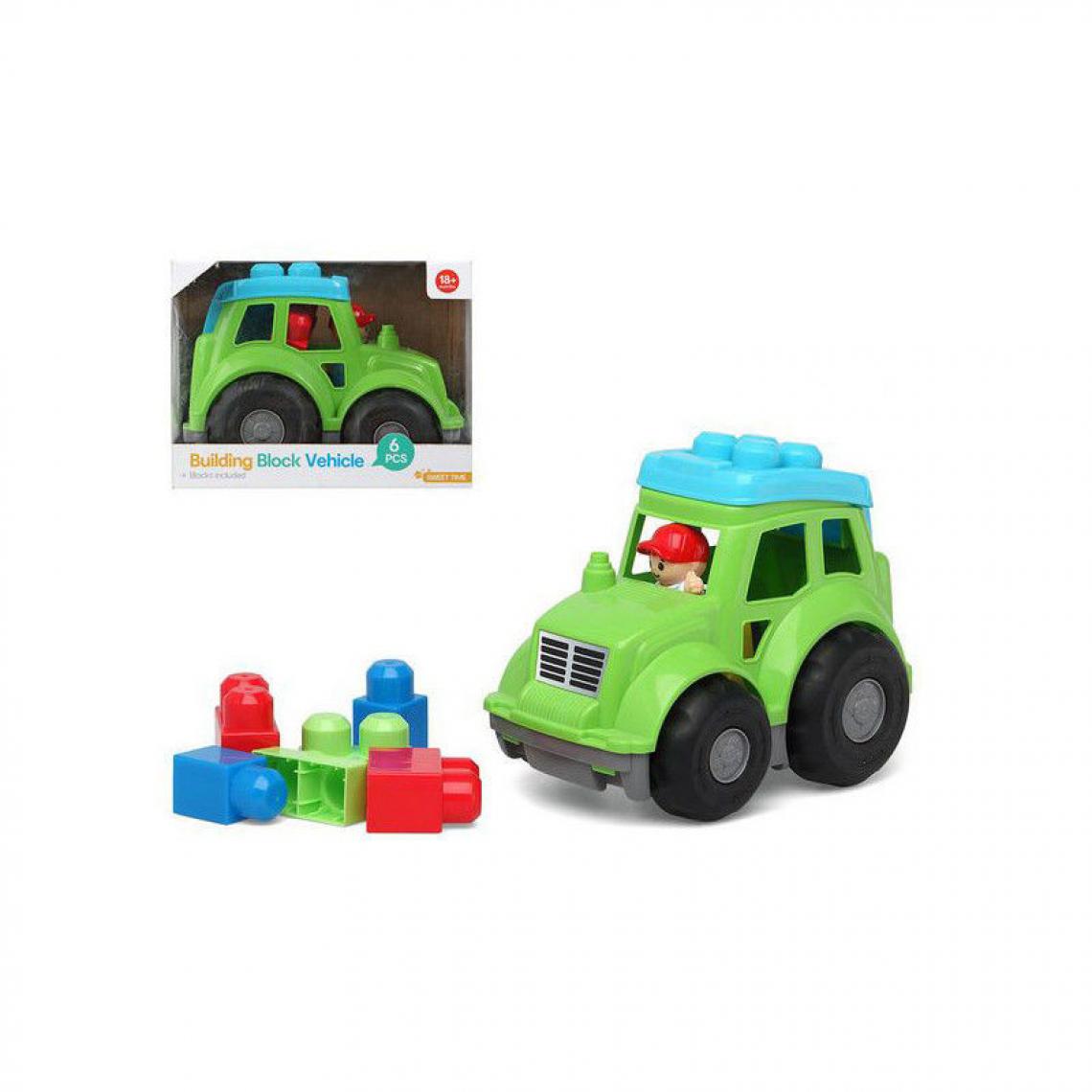 Ac-Deco - Camion de construction pour enfants - L 22 x l 16 x H 14 cm - Vert - Briques et blocs