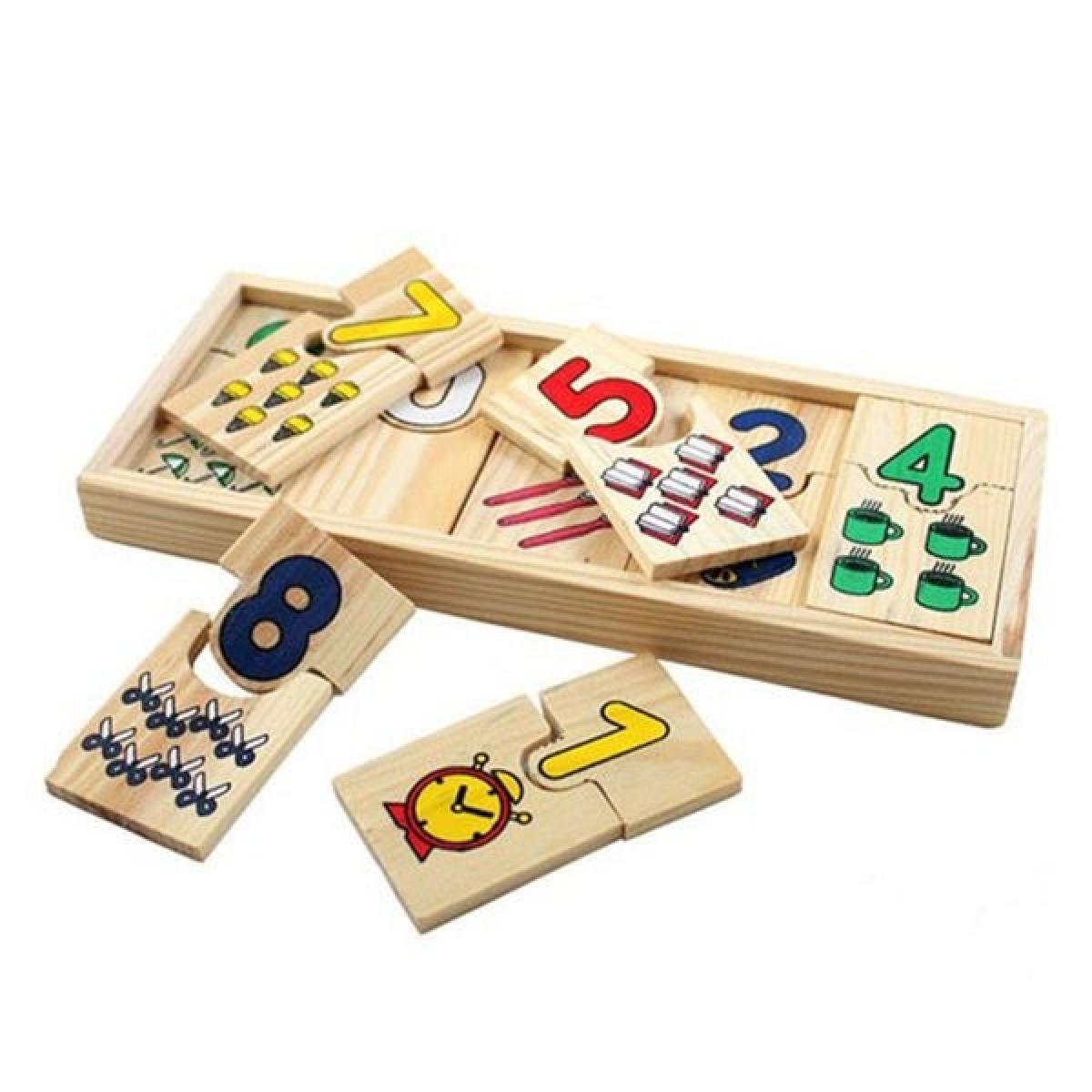 Totalcadeau - Puzzle fabriqué en bois chiffres à associer jeu Montessori - Jeux d'adresse