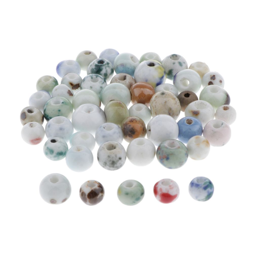 marque generique - 50 / 100pcs Artisanat De Perles En Céramique à La Main En Porcelaine Pour La Fabrication De Bijoux 100pcs - Perles