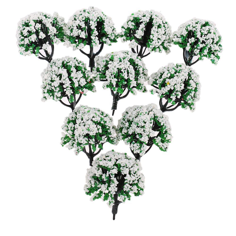 marque generique - 10 pièces chemin de fer paysage paysage modèle arbres avec des fleurs blanches - Accessoires et pièces