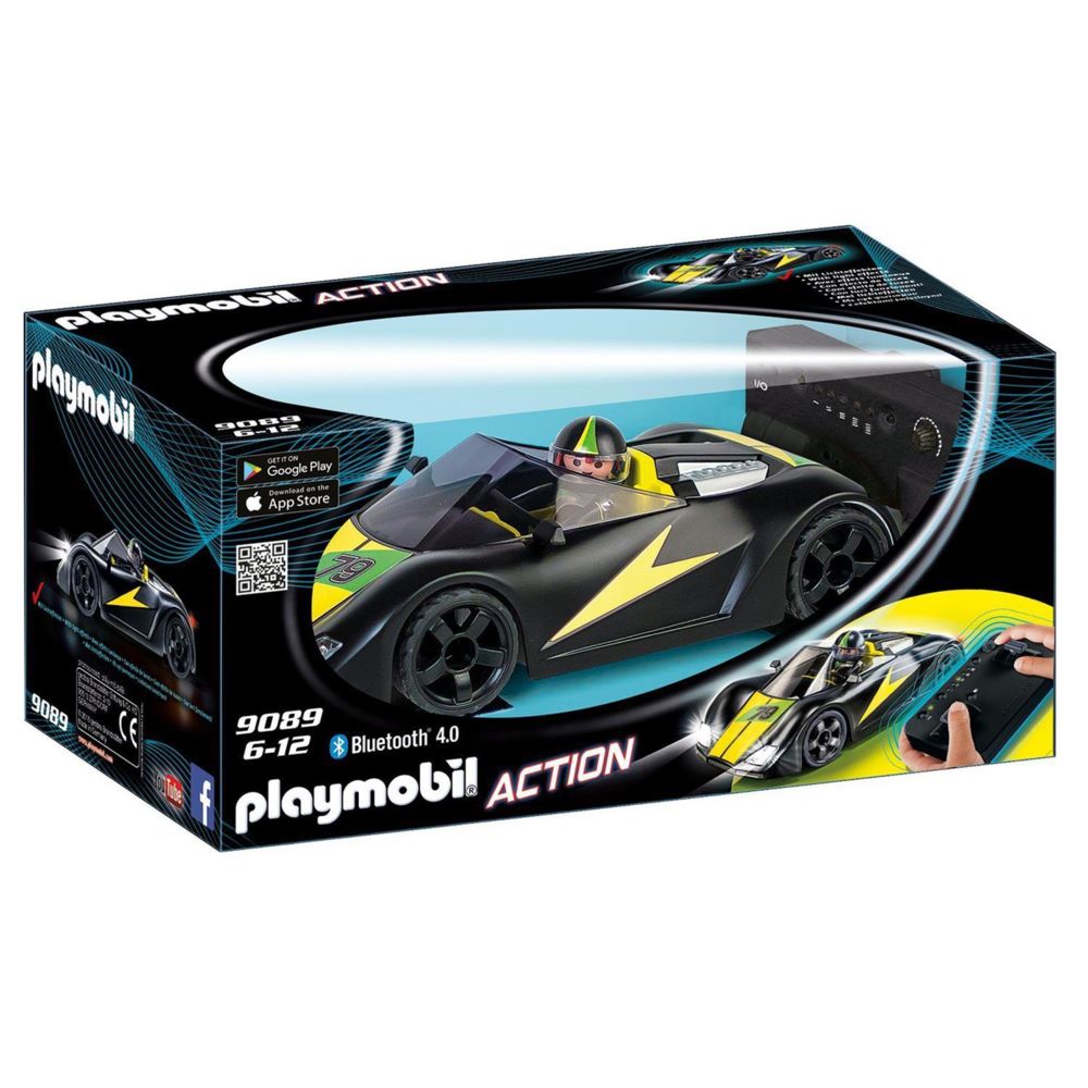 Playmobil - PLAYMOBIL 9089 Action - Voiture de course noire radiocommandée - Playmobil