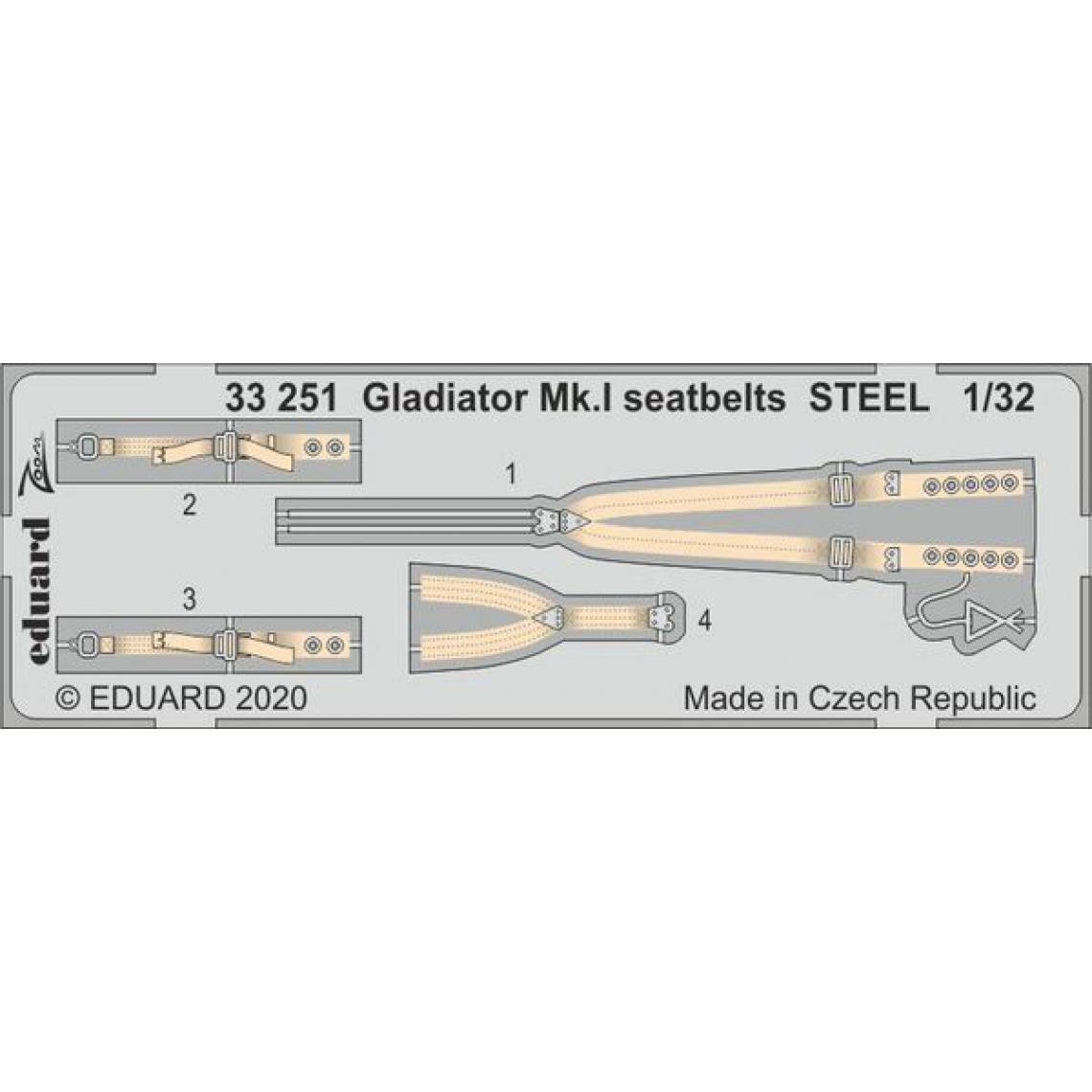 Eduard - Gladiator Mk.I seatbelts STEEL for ICM - 1:32e - Eduard Accessories - Accessoires et pièces