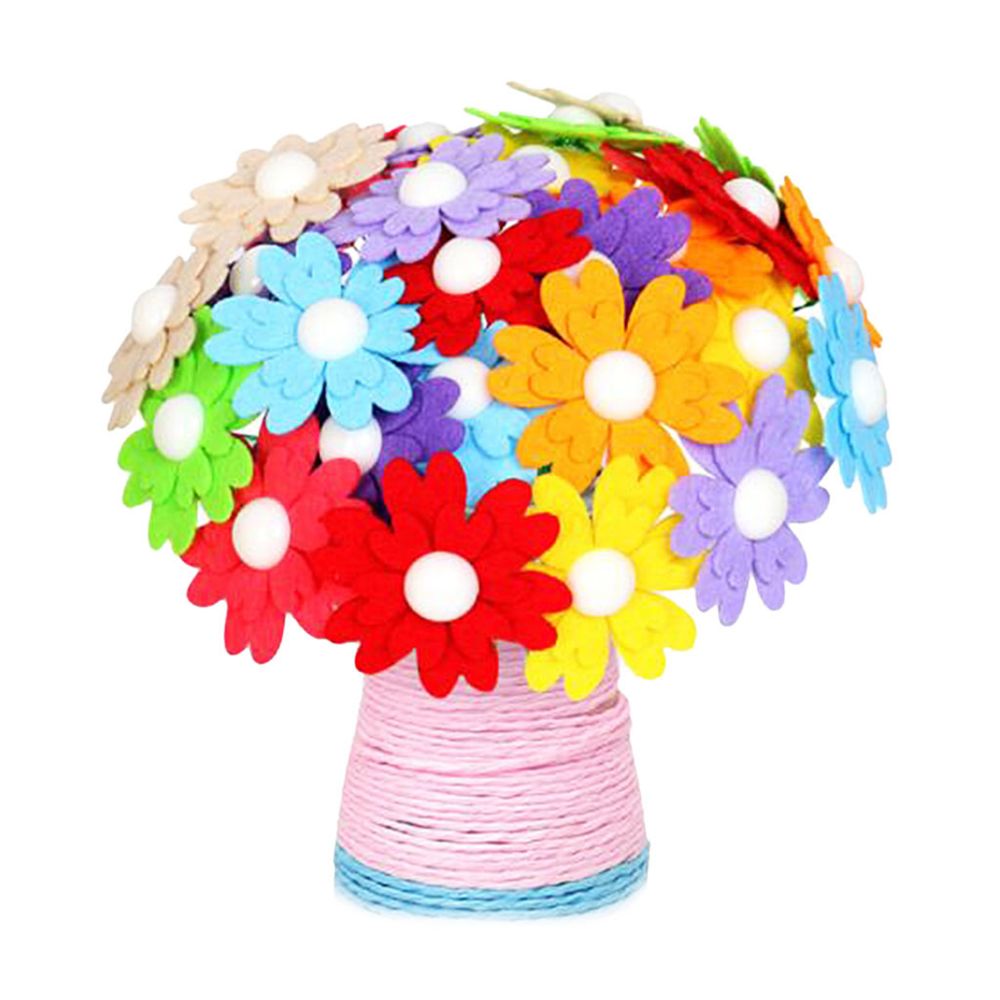 marque generique - Kit de bouquet de feutre bouton de fil de bricolage artisanal faire 40 fleurs œillet-œillet - Perles
