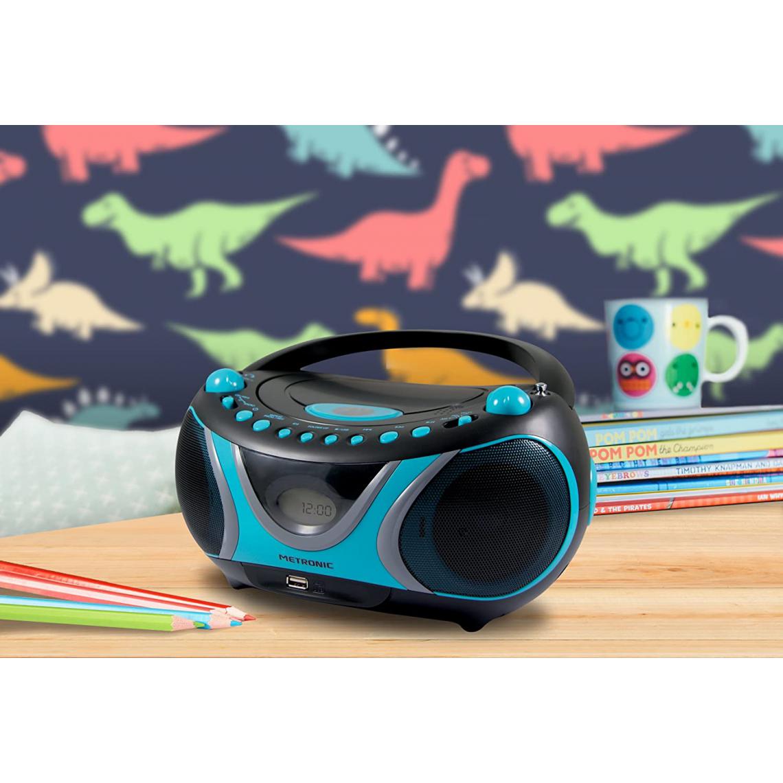 Metronic - mini chaine hifi Radio Lecteur CD MP3 USB Sportsman bleu noir - Radio, lecteur CD/MP3 enfant