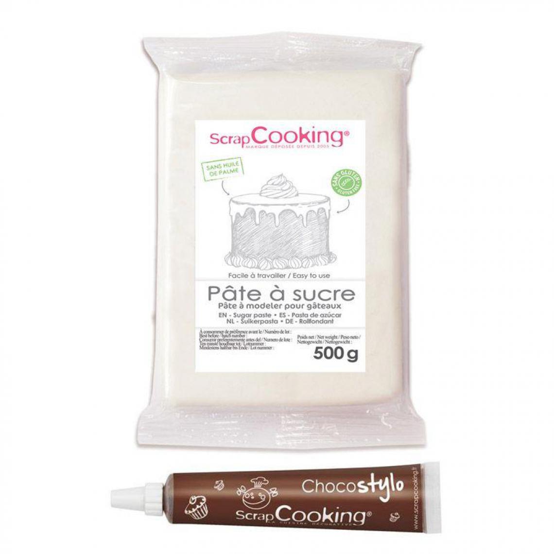 Scrapcooking - Pâte à sucre blanche 500 g + 1 Stylo chocolat offert - Kits créatifs