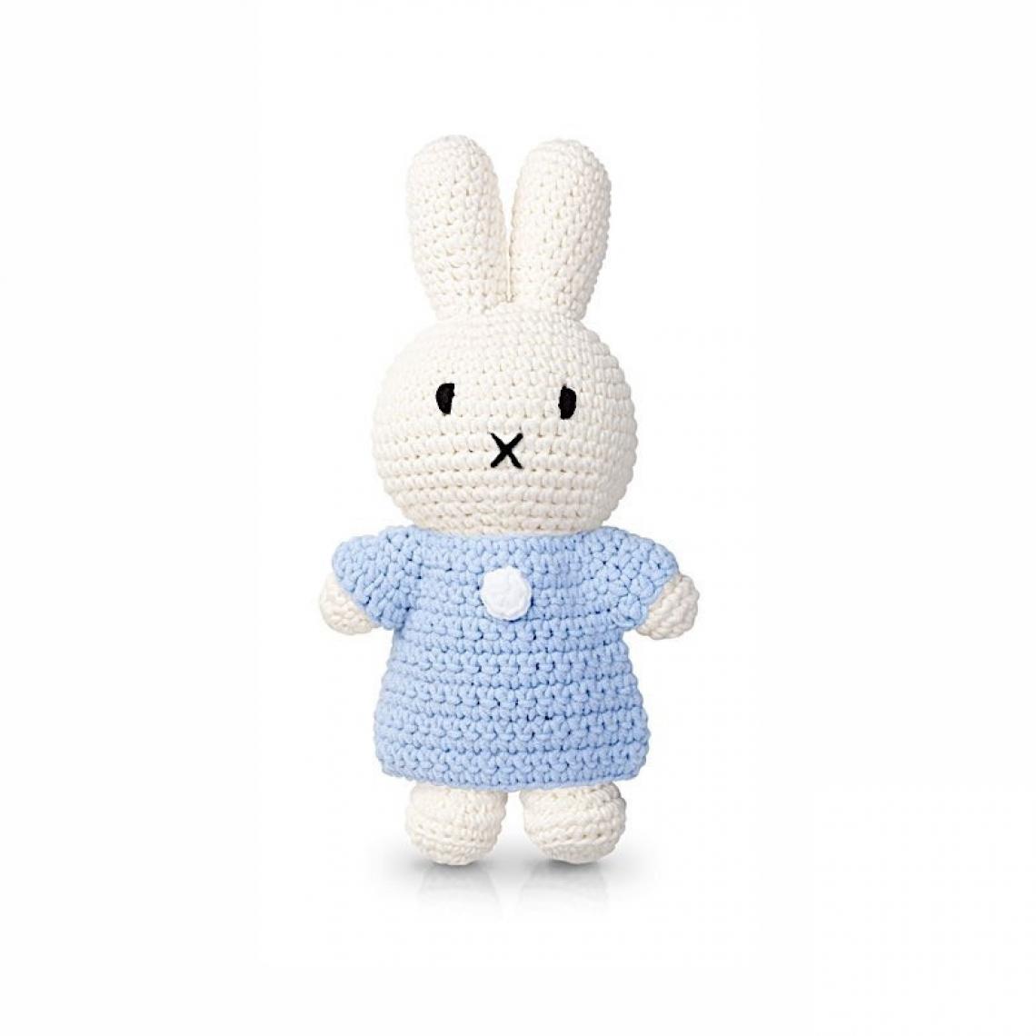 Ac-Deco - Peluche Miffy en crochet - L 10 x l 5 x H 25 cm - Bleu pastel - Doudous