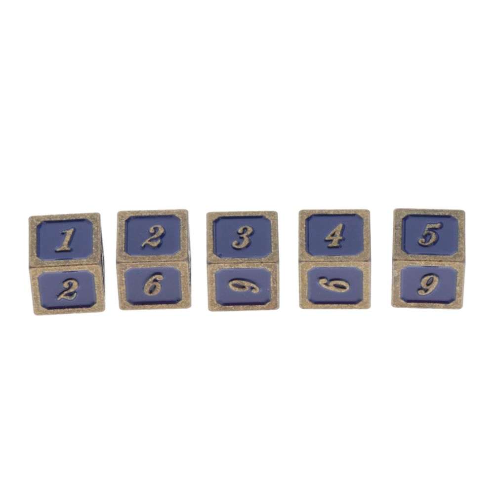 marque generique - 5 Pièces à Six Faces, 16 Mm, Matrices à Bord Doré / Bronze, Numéro Bleu - Jeux de rôles