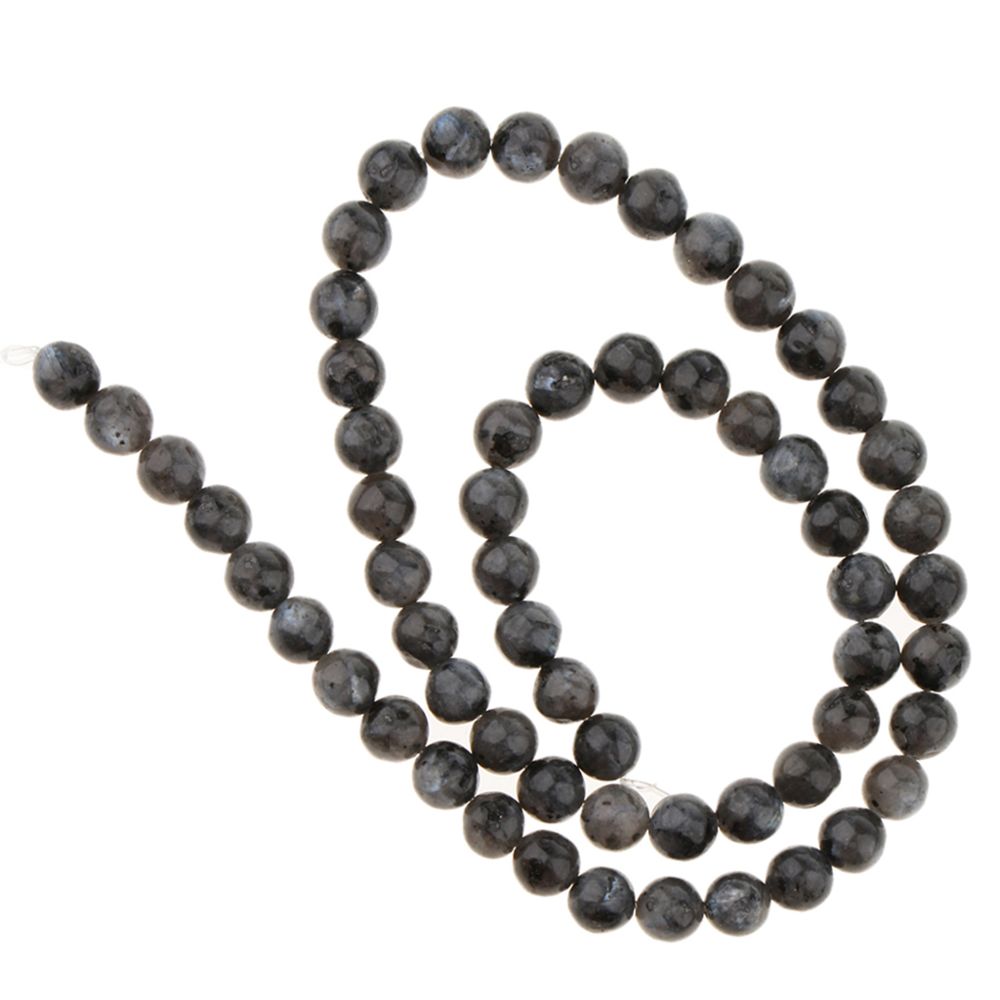 marque generique - bricolage larvikite labradorite noir pierre précieuse labradorite perles rondes en vrac 6mm - Perles