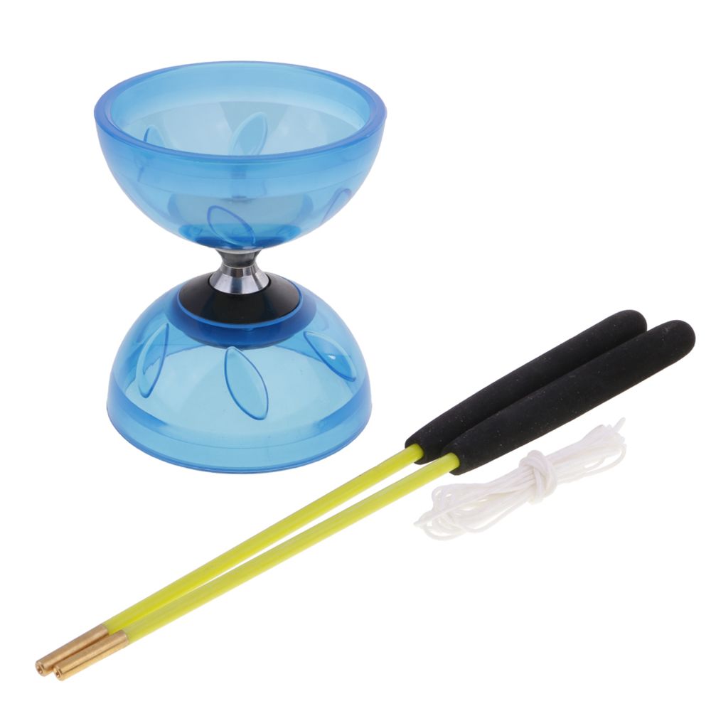 marque generique - Jouets diabolo de jonglerie à triple palier avec bâtons et ficelle 13 cm de diamètre bleu - Jeux éducatifs