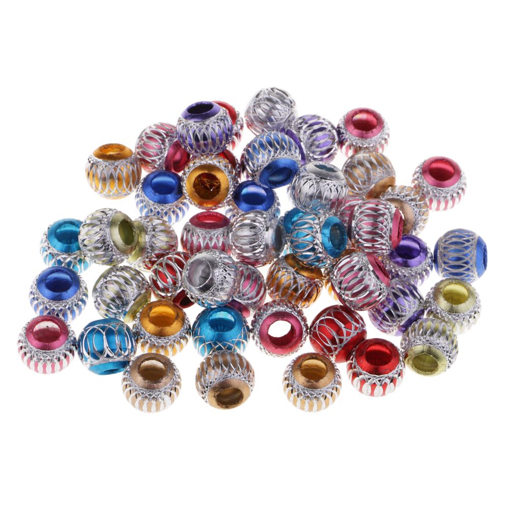 marque generique - 50 pièces de perles rondes en aluminium avec de grands trous pour la fabrication de bijoux de 12mm - Perles
