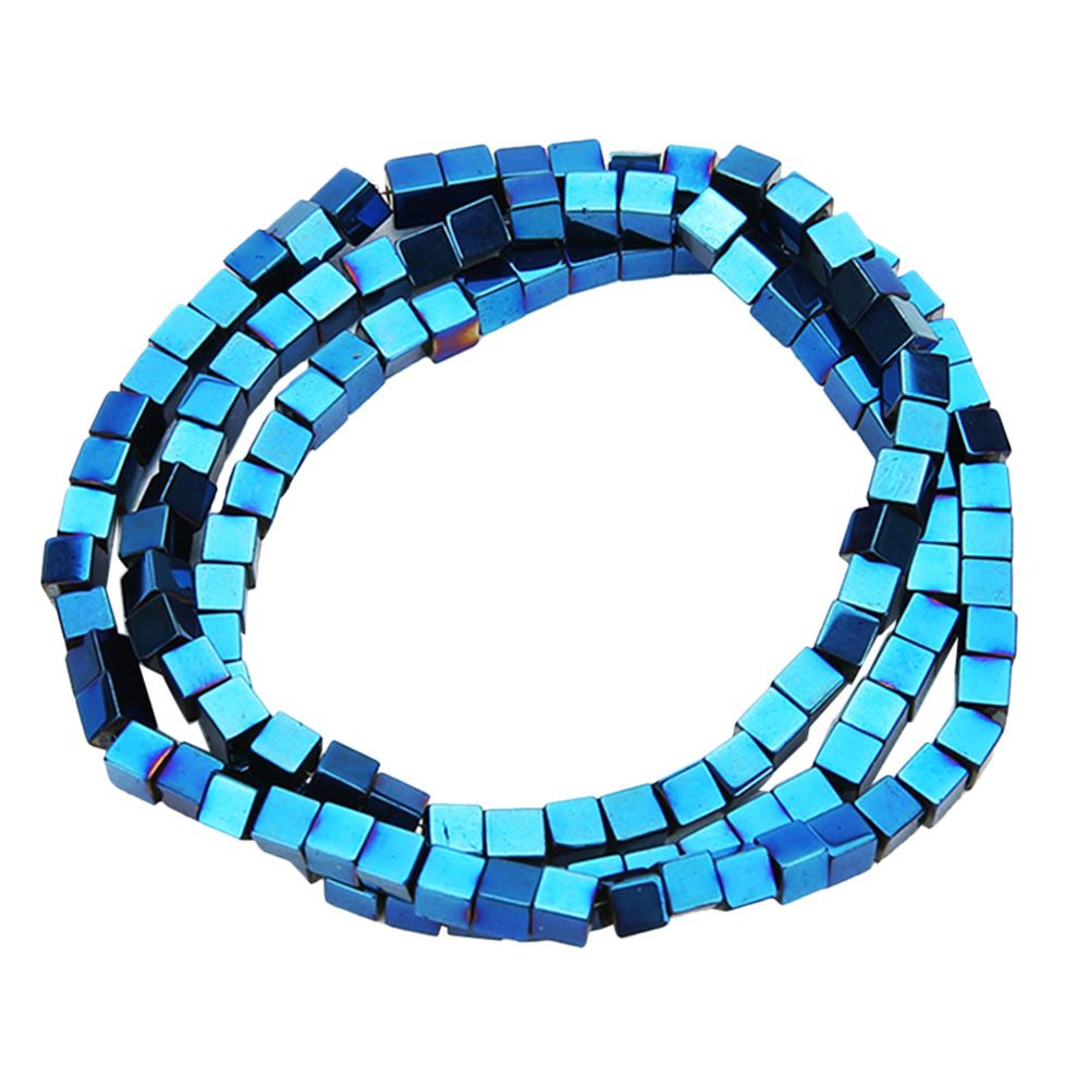 marque generique - 1 brin de hématite carré en vrac perles pour bracelets collier bleu - Perles