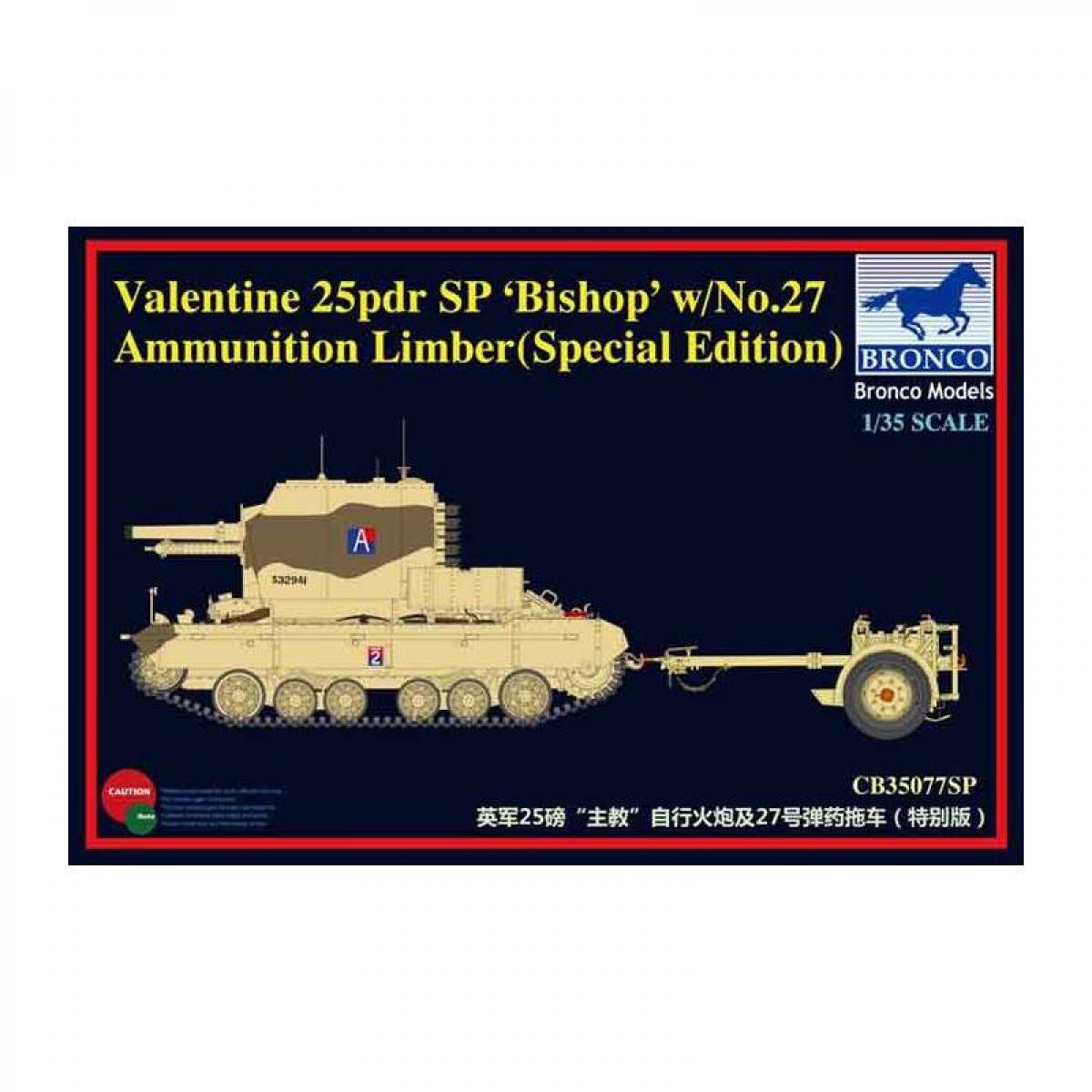 Bronco Models - Maquette Char Valentine 25pdr Sp 'bishop' W/ No.27 Ammunition Limber (spécial édition) - Chars
