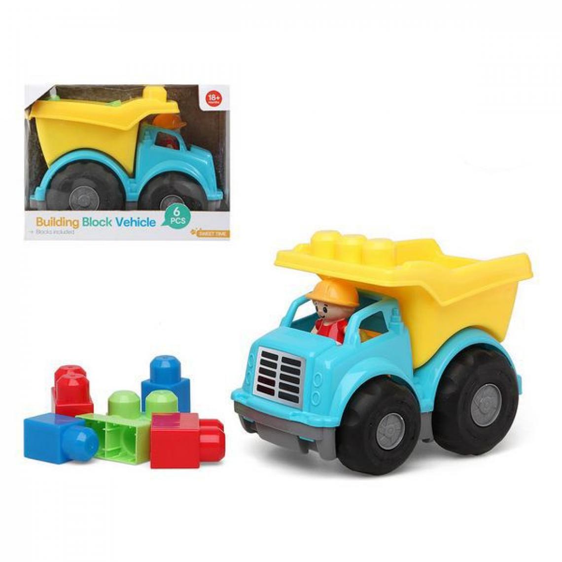 Fun - Camion avec blocs de construction 114607 Bleu Jaune (6 Pcs) - Voitures