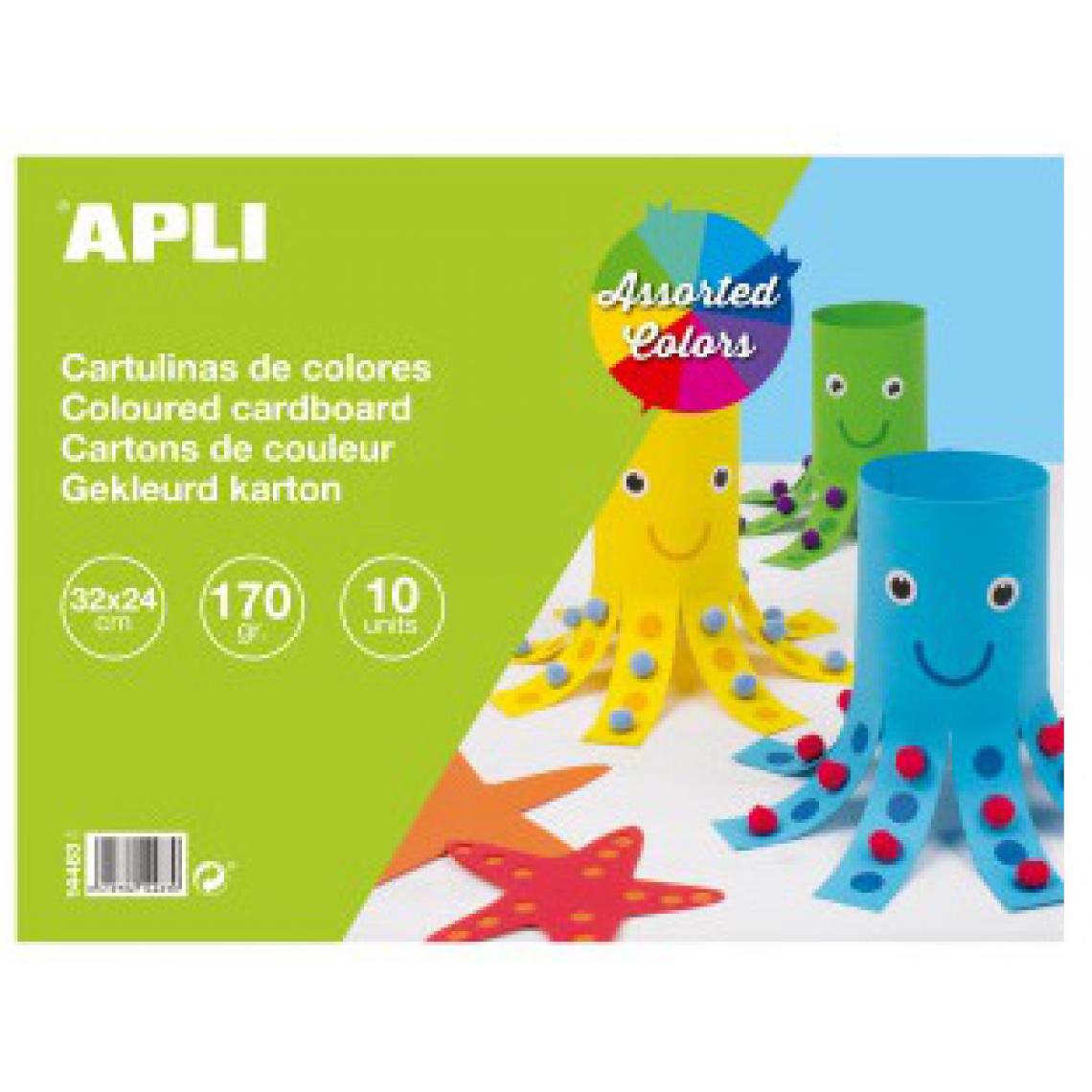 Apli Agipa - Bloc de carton 10 feuilles couleurs - Dessin et peinture