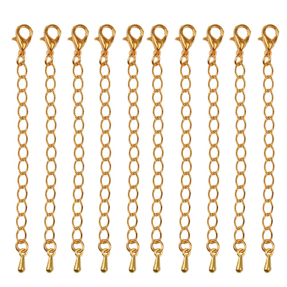 marque generique - 10 paquets de collier rallonges bijoux extension chaîne 75 mm or - Perles
