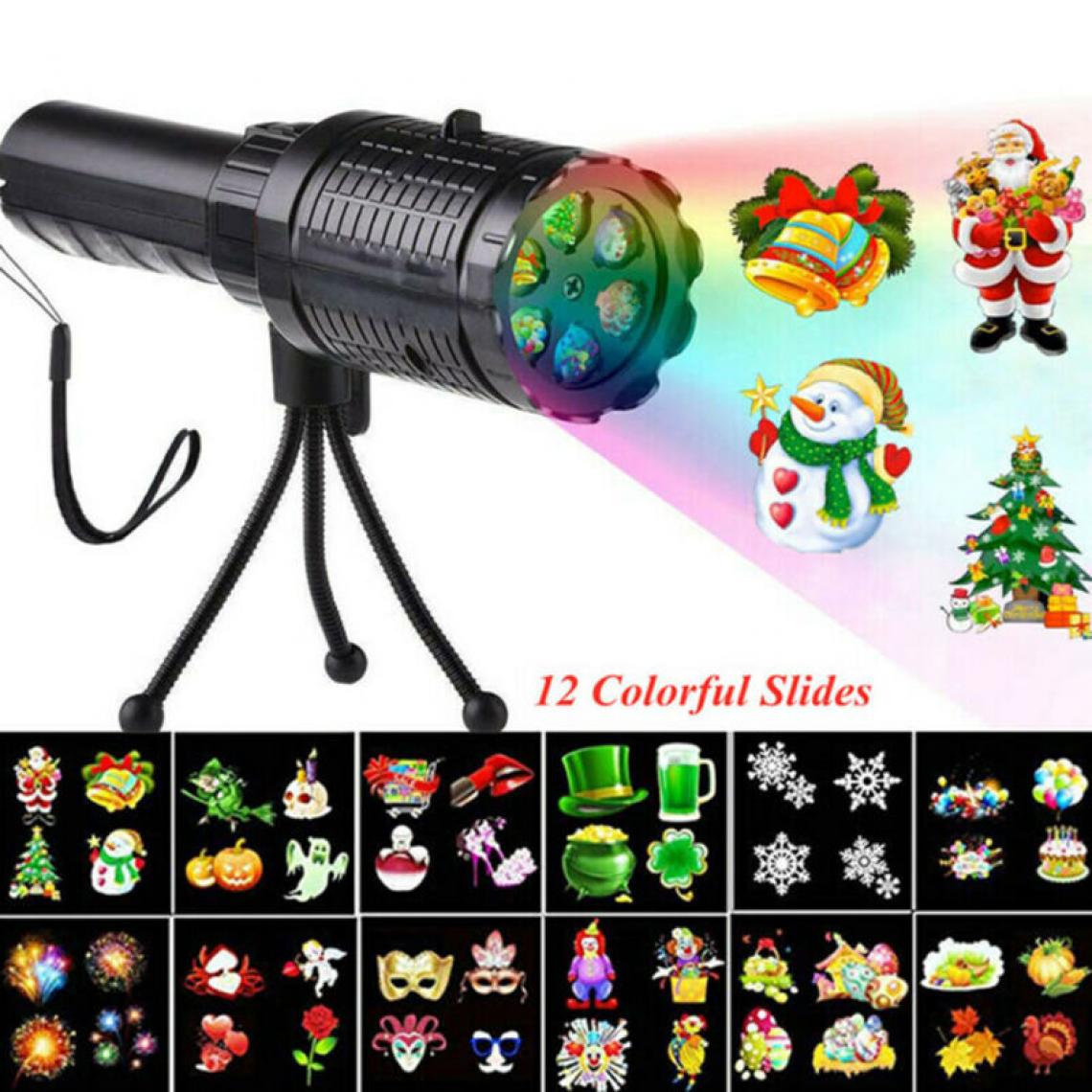 Universal - Lumière de projecteur de Noël LED lumière de fête de Noël de paysage de jardin laser mobile(Le noir) - Doudous