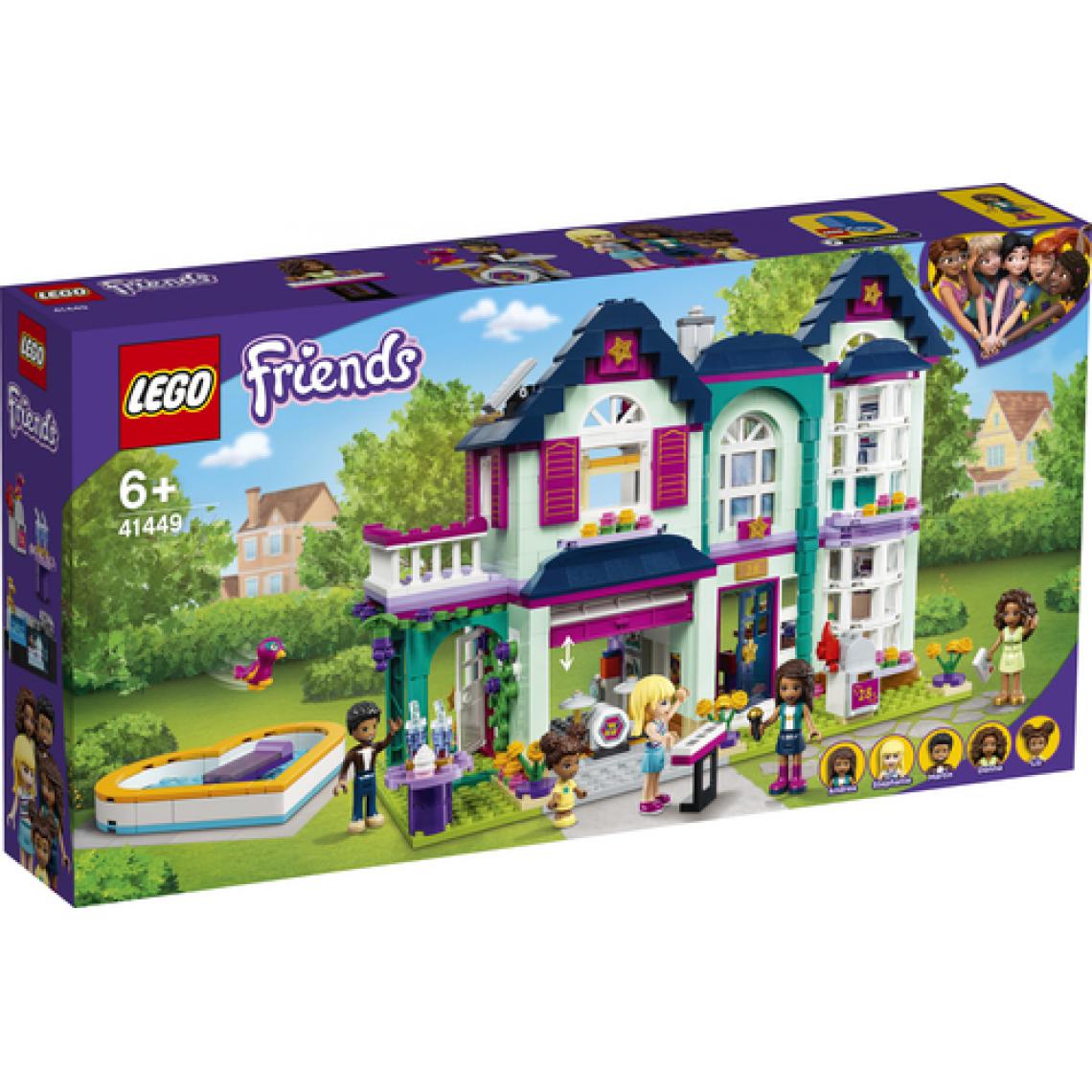Lego - LEGO Friends 41449 La maison familiale d'Andréa Maison de poupée de 2 étages incluant piscine, studio de musique et figurines - Briques Lego