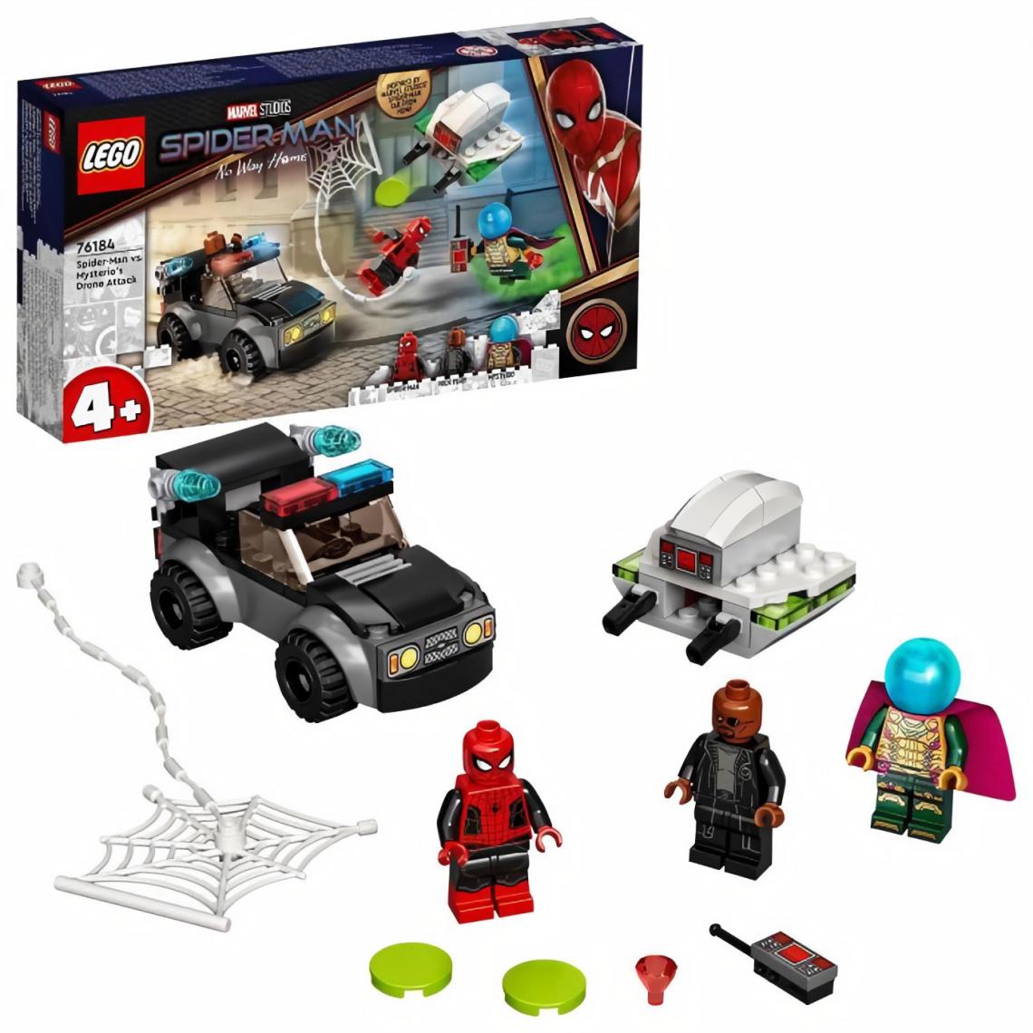 Lego - LEGO 76184 Marvel L'Attaque du Drone : Spider-Man contre Mystério, Jeu de Construction, Voiture Jouet pour Enfant des 4 ans - Briques Lego