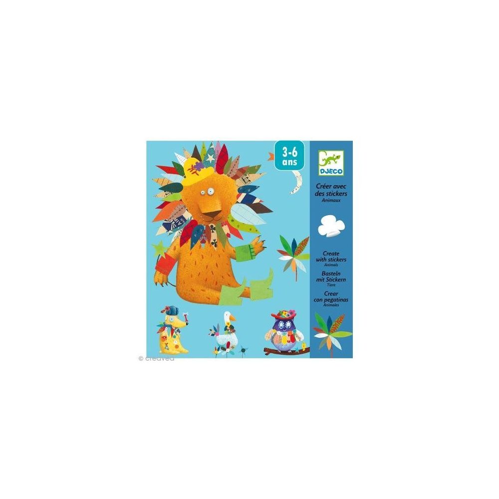 Djeco - DJECO Action Games and Reflections Educational Games DJECOCreate with Animal Stickers Multi-Colour (100) - Accessoires Puzzles