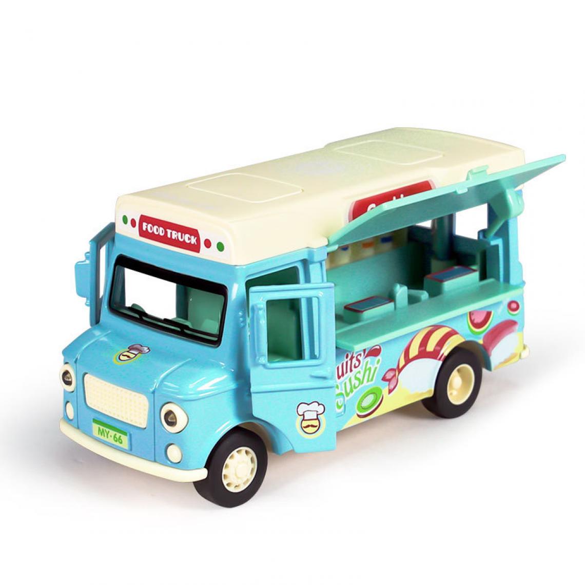 Universal - 1: 36 Voiture jouet Food Truck Mini Food Fast Food Pizza Burger Sushi Jouet Homme Métal Voiture Miniature(Bleu) - Voitures