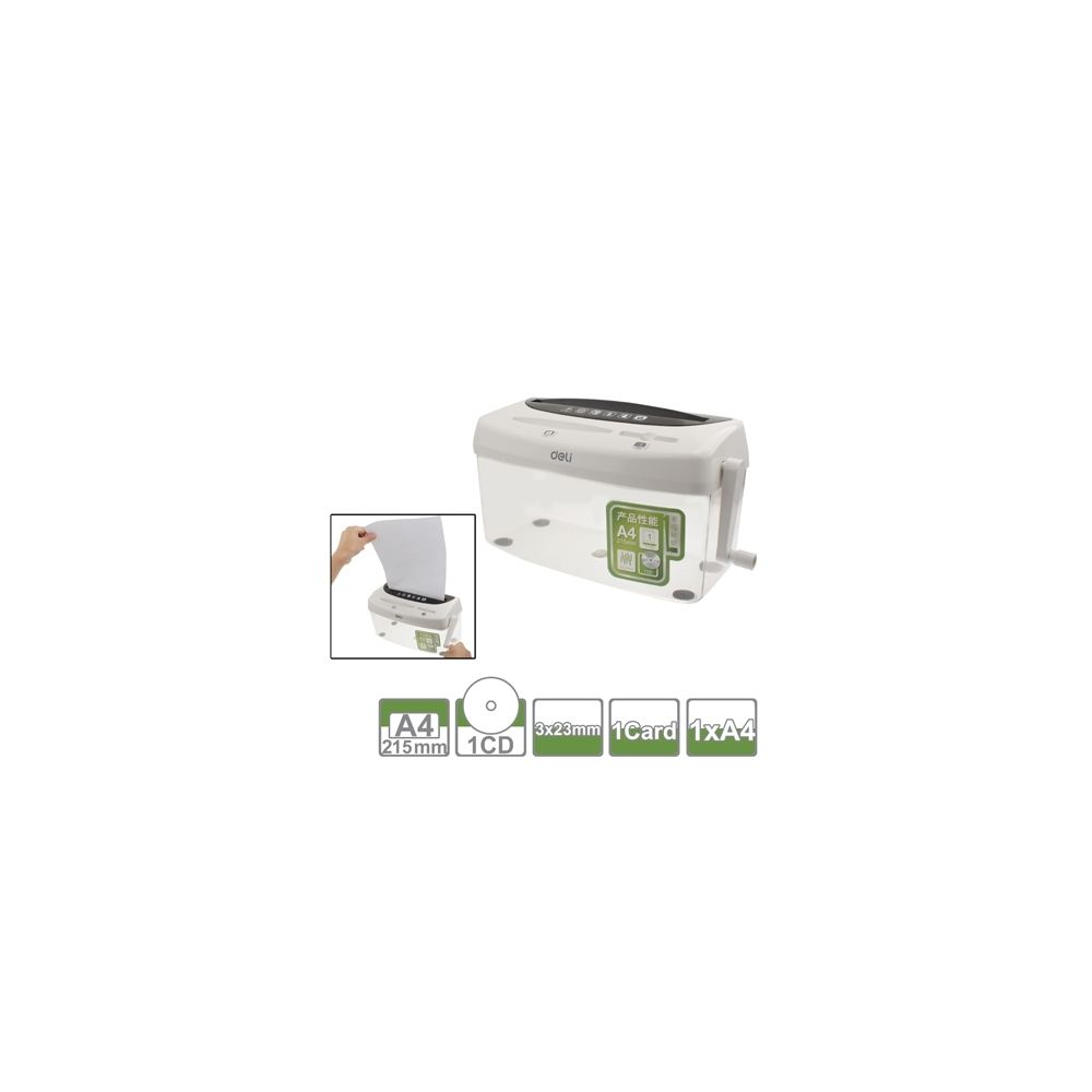 Wewoo - Gadgets Bureau blanc Déchiqueteuse de A4 / CD / Card à manivelle, série Office, Volume: 4L No. 9935 - Collage et découpage