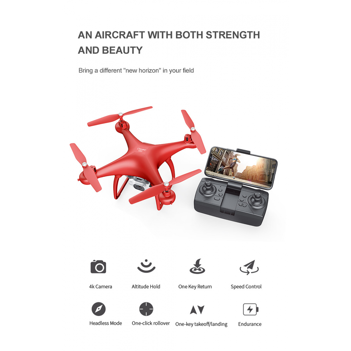 Universal - RC Drone FPV WiFi avec photographie aérienne Drone 4K HD Pixel Caméra Télécommande 4 axes Quadcopter Avion Longue durée de vie Jouet de vol(Rouge) - Drone