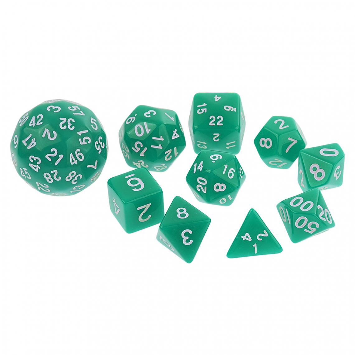 marque generique - 10 pièces en dés à découper en dés à plusieurs côtés pour jeu de jeu rpg jouet vert - Jeux de rôles