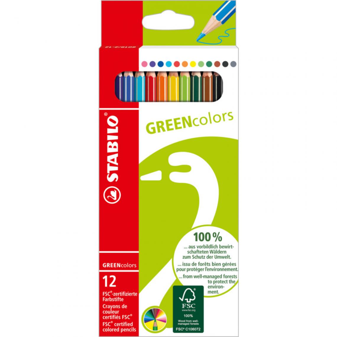 Stabilo - STABILO Crayon de couleur GREENcolors, étui carton de 12 () - Bricolage et jardinage