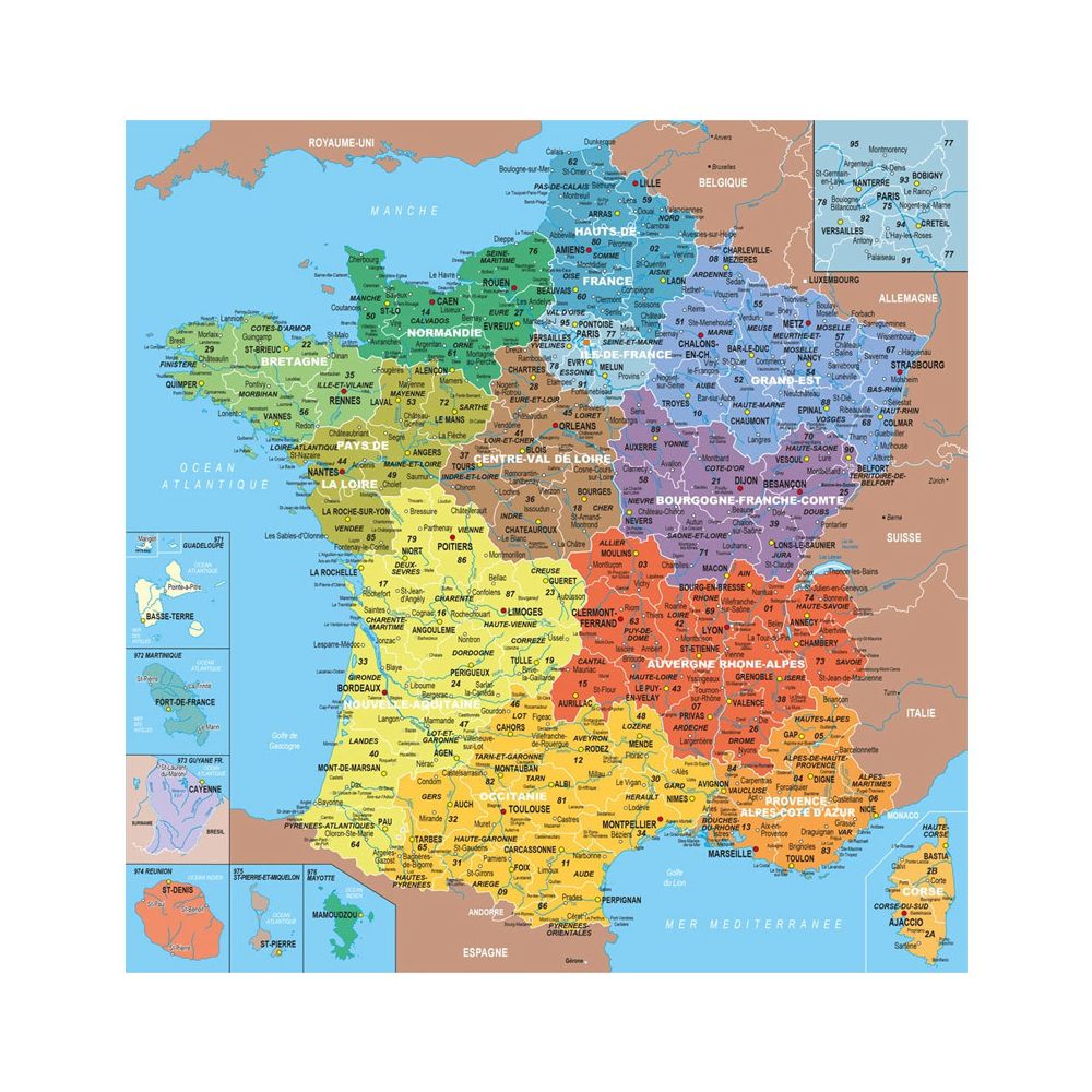 Puzzles Michele Wilson - Puzzle en bois Fait Main 100 pièces : Carte de France des départements - Animaux