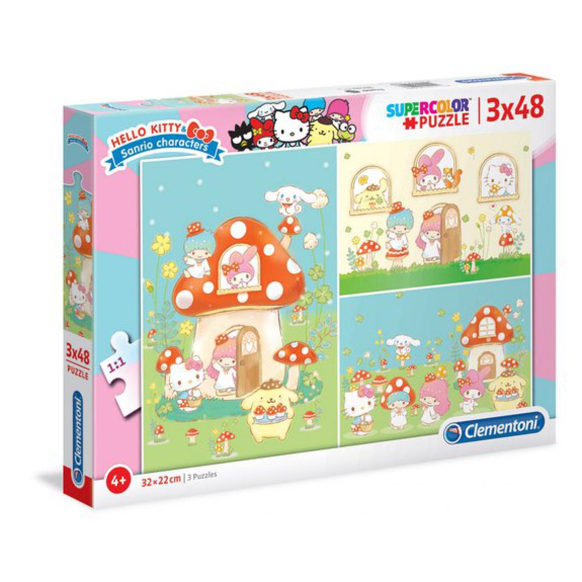 Ludendo - Puzzles SuperColor 3x48 pièces - Hello Kitty - Animaux