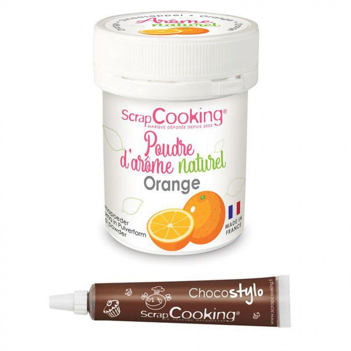 Scrapcooking - Arôme alimentaire naturel en poudre orange + Stylo chocolat - Kits créatifs