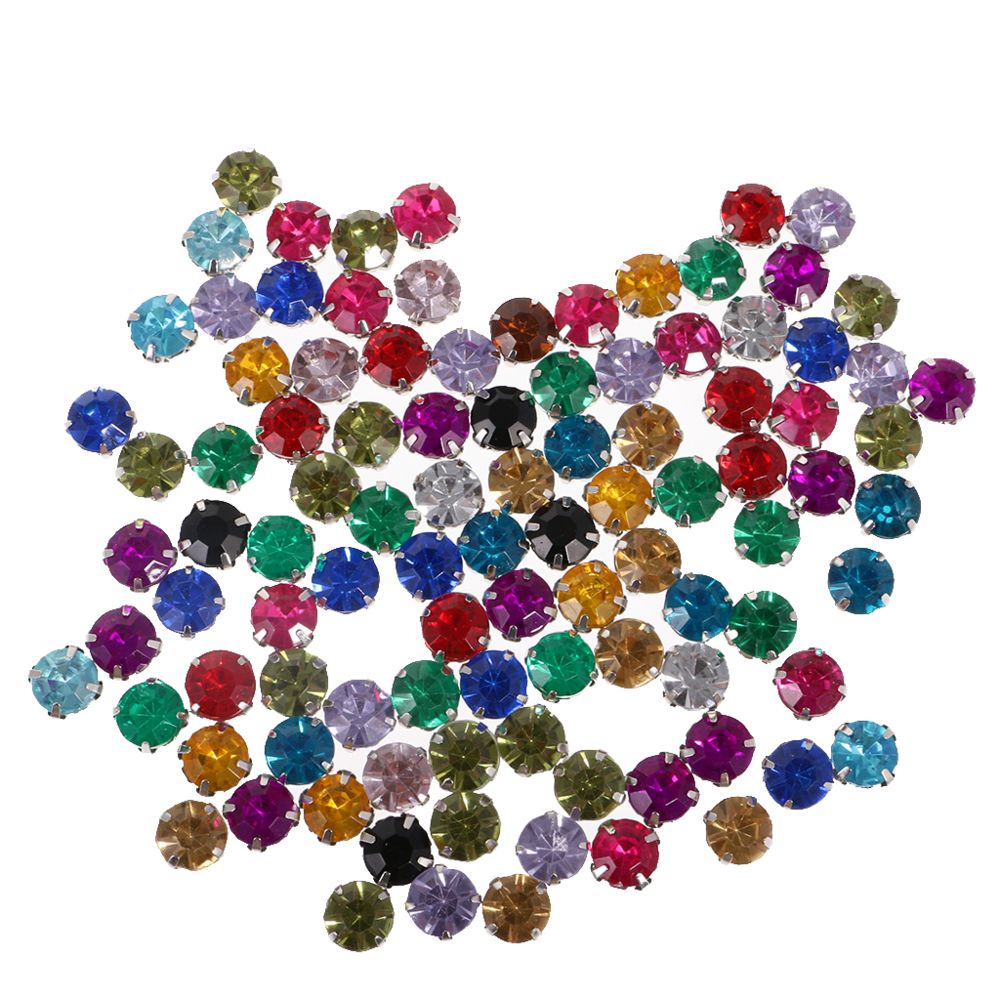 marque generique - 100 Pièces Coudre On Diamante Cristaux Acrylique Rhinestone Embellissement 10mm - Perles