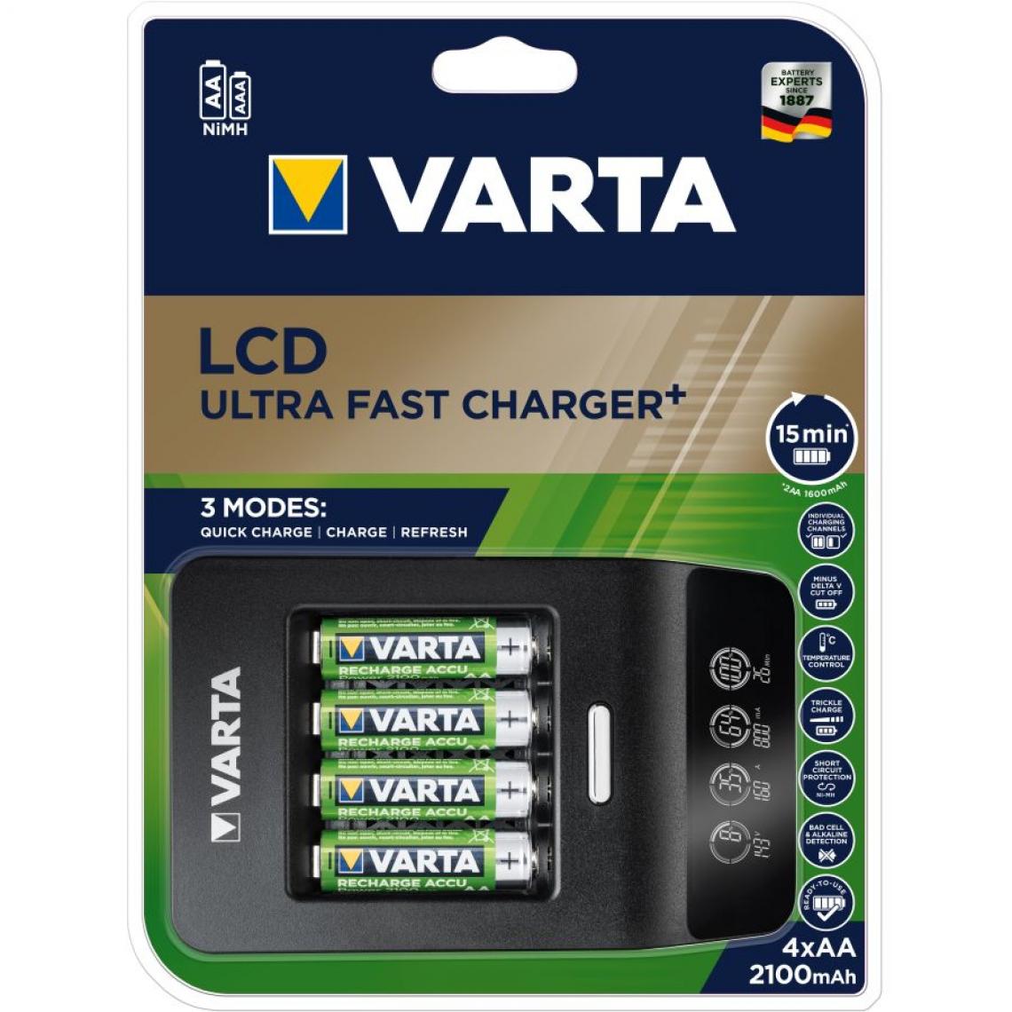 Varta - Varta Ladegerät LCD Ultra Fast Charger+ inkl. 4x AA 2100mAh 57685 101 441 - Accessoires et pièces