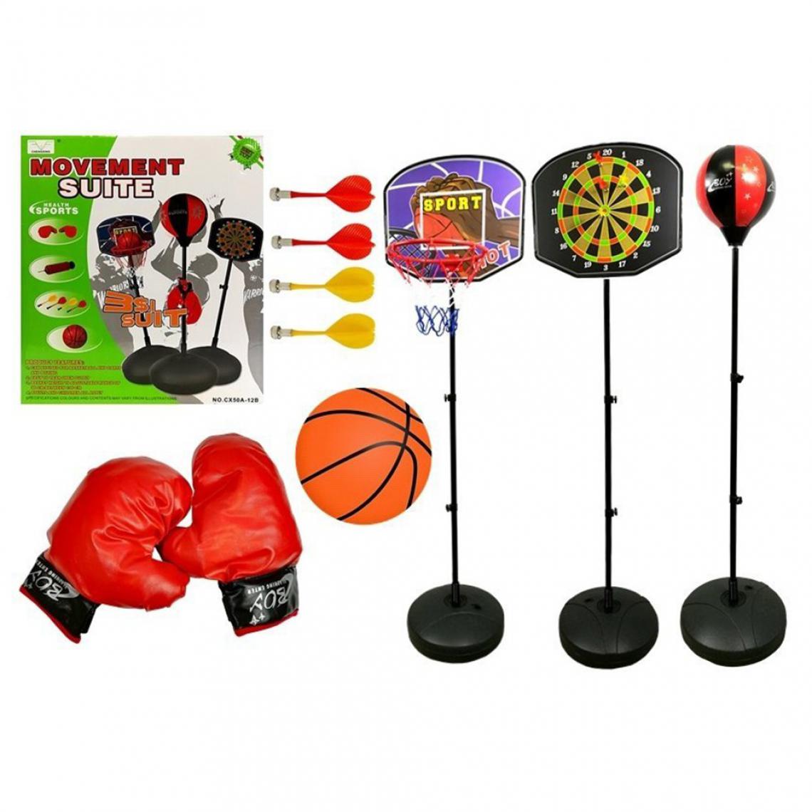 Lean Toys - BLOC Ensemble jeux de sport pack 3 en 1 basket-ball fléchettes boxe - Jeux de récréation