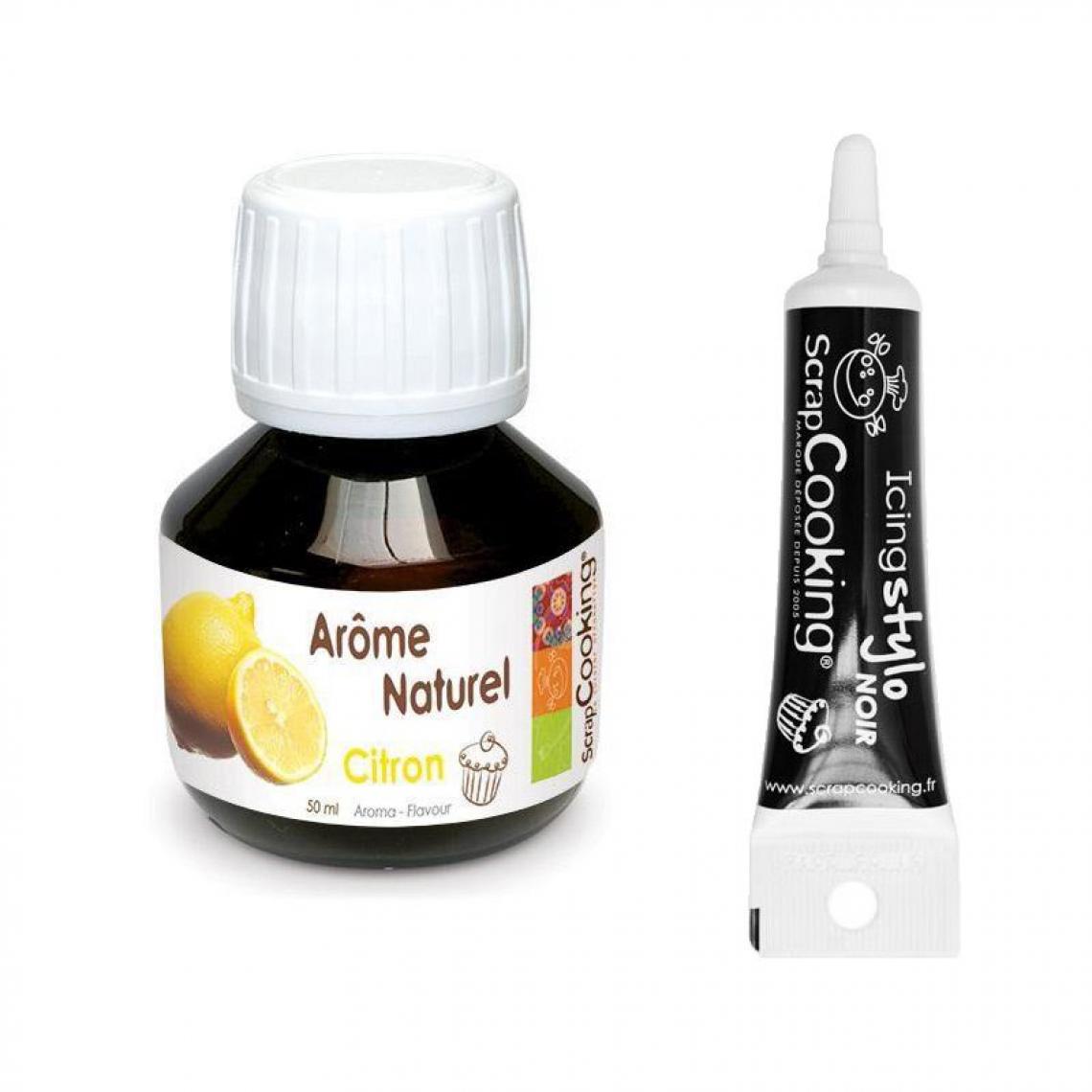 Scrapcooking - Arôme naturel citron 50 ml + Stylo de glaçage noir - Kits créatifs
