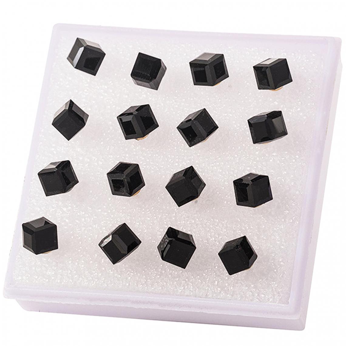 marque generique - 8 paires de boucles d'oreilles cube de cristal femmes naissance pierre goujon bijoux noir - Perles