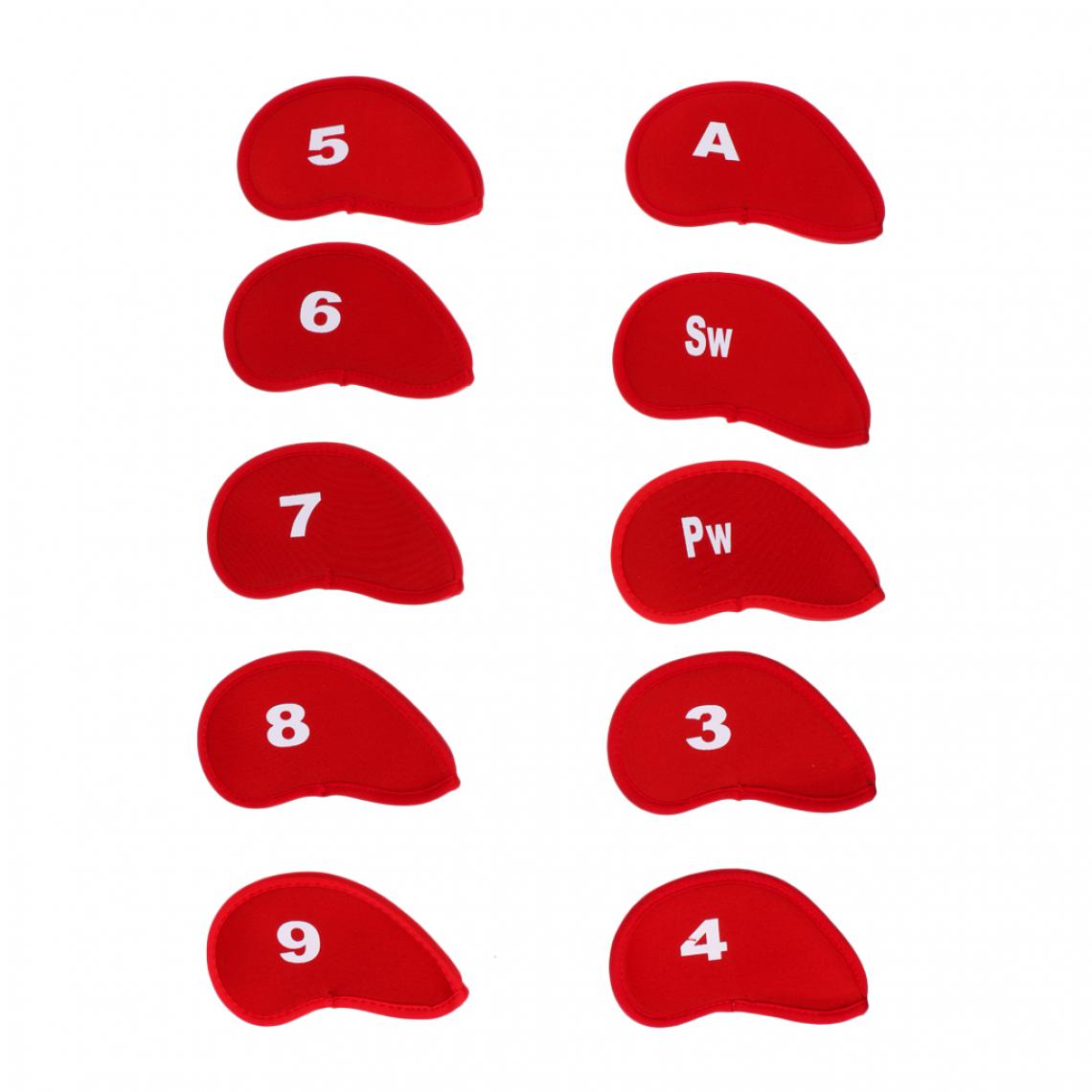 marque generique - 10 Pièces / Set Golf Club Housse De Protection En Tête De Fer Wedge Sock Headcover Rouge - Jeux de balles