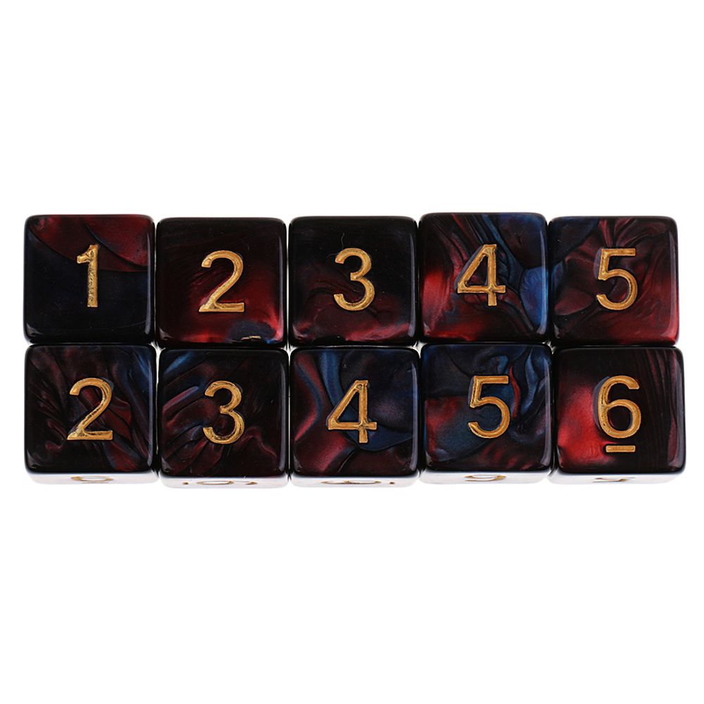 marque generique - 10pcs 6 sided dés d6 dés polyédriques pour les donjons et les dragons jeux de table bleu rouge - Jeux de rôles