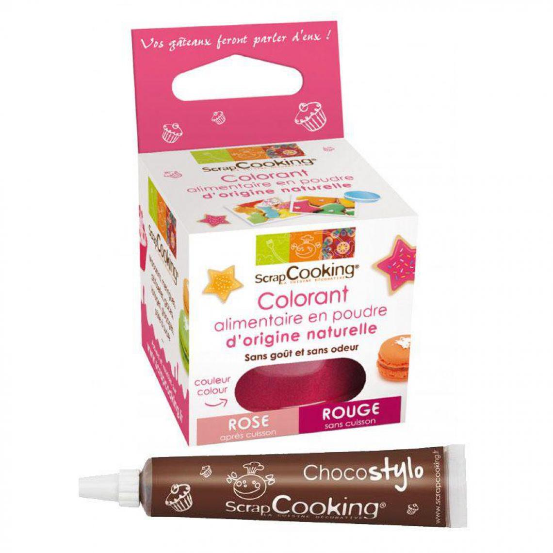 Scrapcooking - Stylo chocolat + Colorant alimentaire naturel Rouge-rose - Kits créatifs
