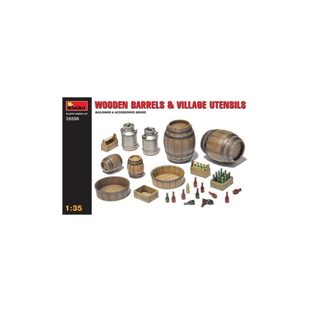 Mini Art - Wooden Barrels & Village Utensils - Accessoire Maquette - Accessoires maquettes