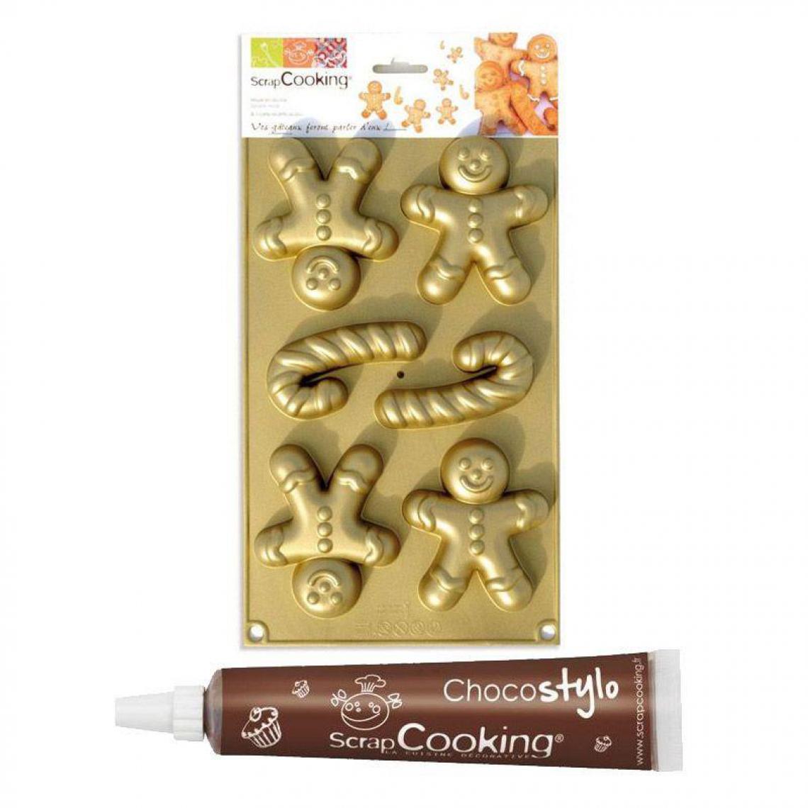 Scrapcooking - Moule en silicone Bonshommes en pain d'épice + 1 Stylo chocolat offert - Kits créatifs