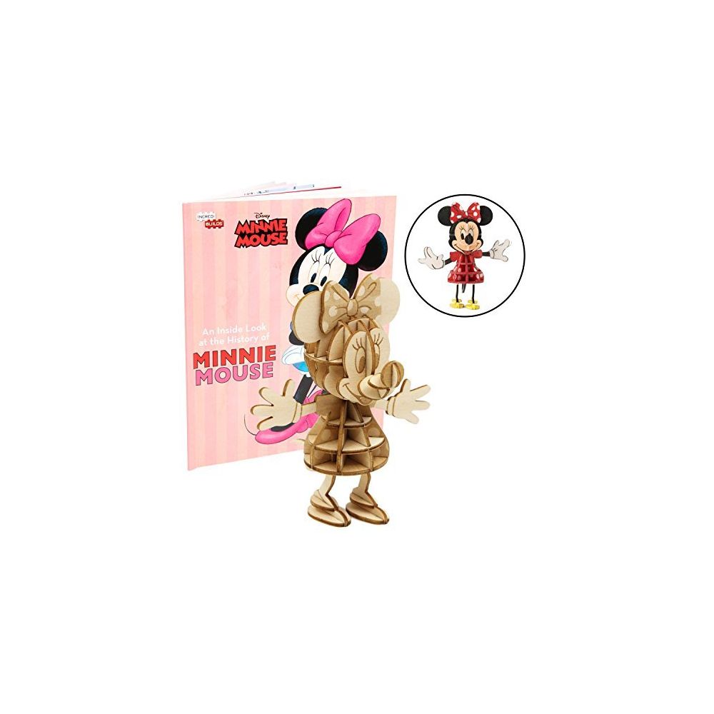 Incredibuilds - Disney Minnie Mouse Book and 3D Wood Model Kit - Build Paint and Collect Your Own Wooden Model - Great For Kids and Adults 8+ - 4 1/2 h - Briques et blocs
