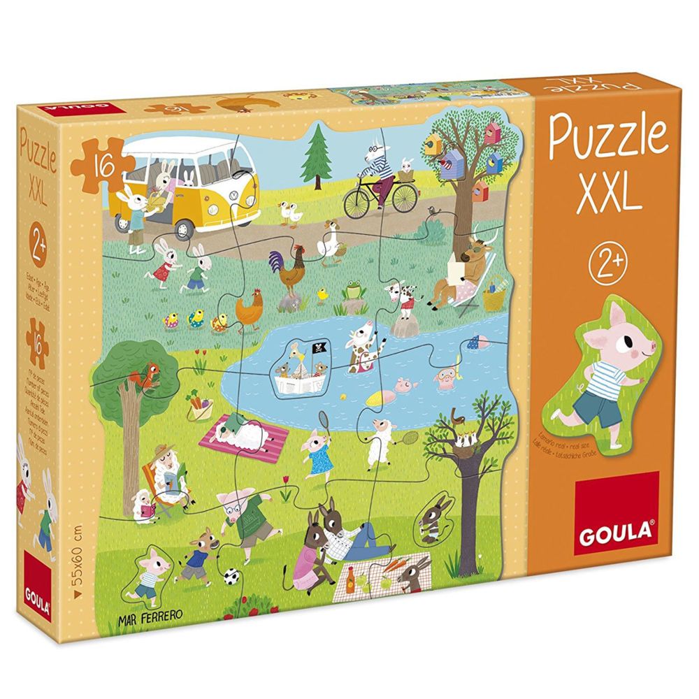 Goula - Puzzle XXL 16 pièces : Une journée à la campagne - Animaux