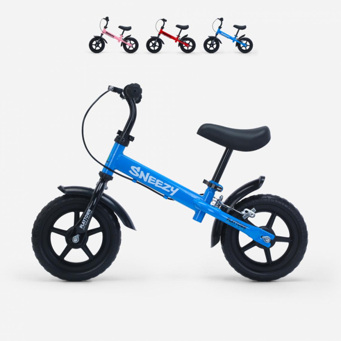 Playtown - Draisienne vélo pour enfants sans pédales avec frein Sneezy, Couleur: Bleu - Tricycle