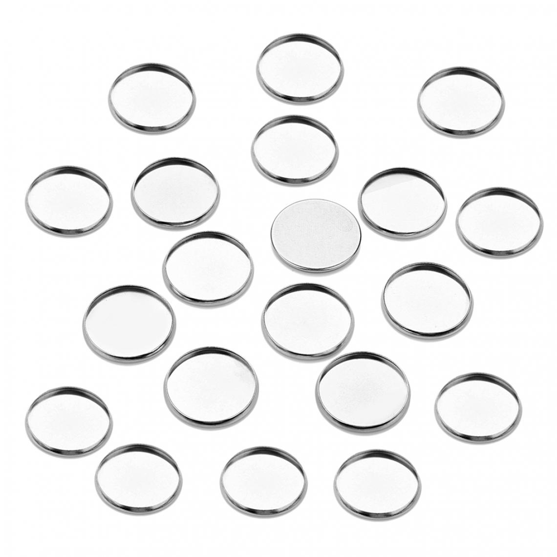 marque generique - 20pcs bijoux en acier inoxydable rondes et blanches faisant les réglages de la base du cabochon 14mm - Perles